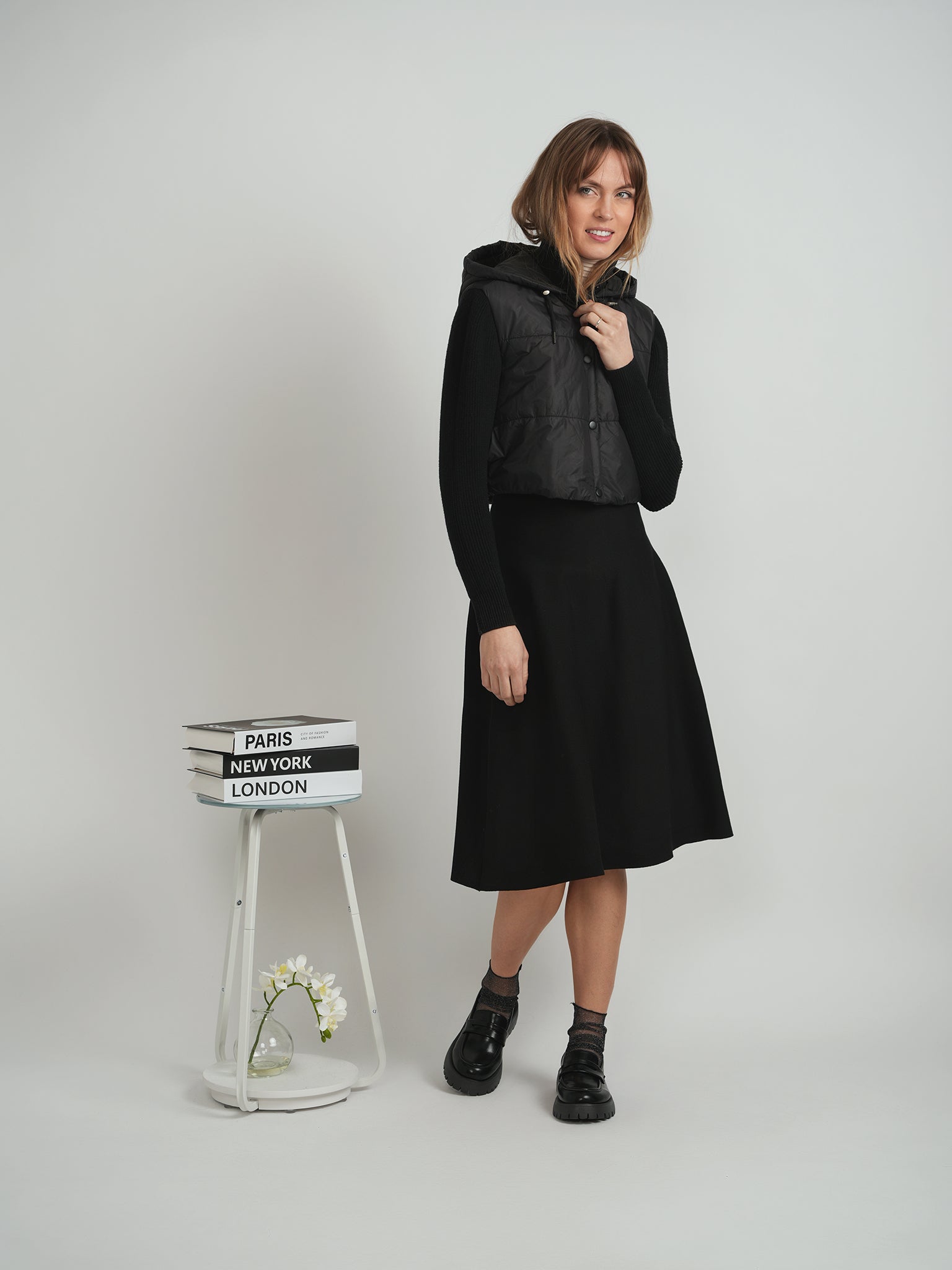 Juli Black Quilted Combo Jacket