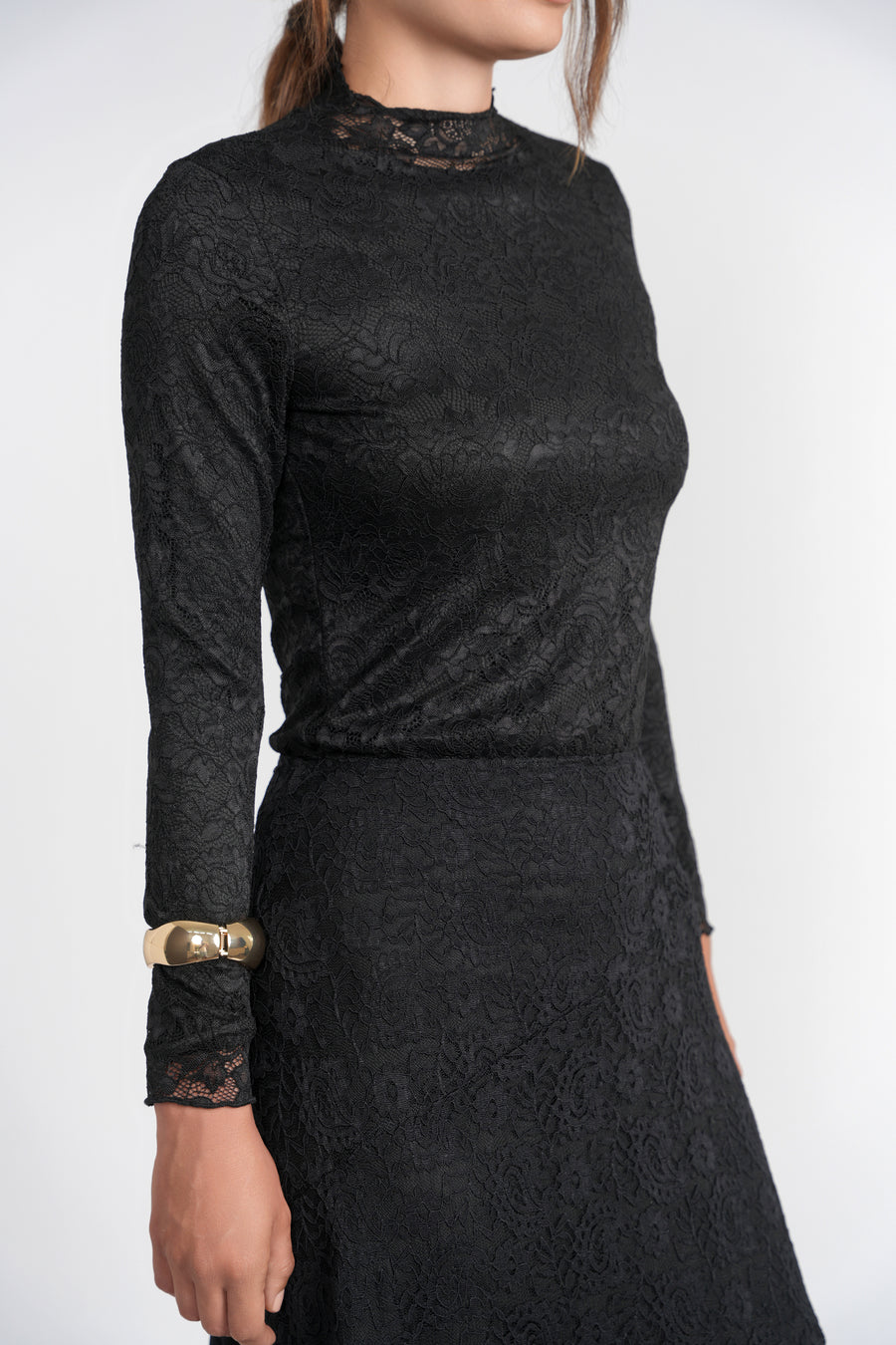 Luum Elle Black Lace Mockneck Top (coordinating skirt)