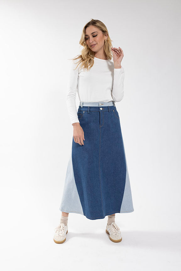 Concept Double Denim Skirt