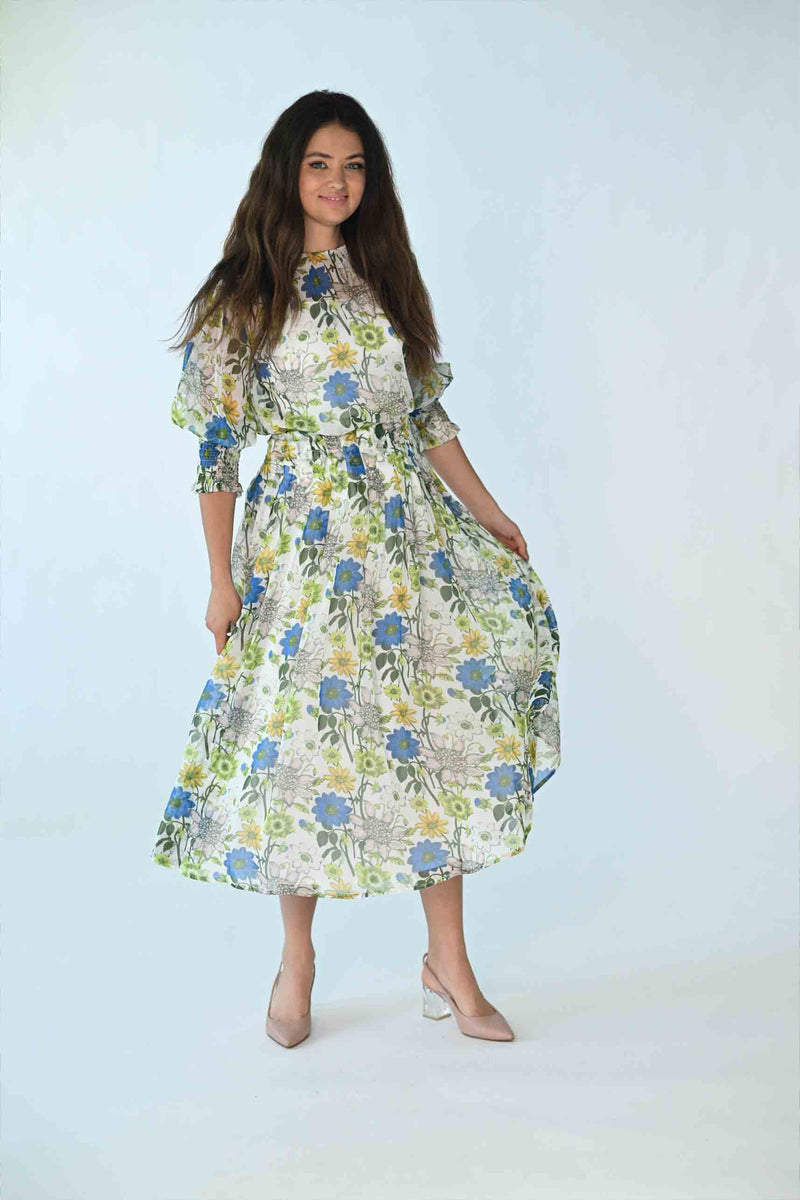Static Floral Chiffon Skirt (coordinating blouse)