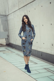Japparel Alice Denim Floral Dress with Pockets