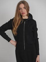 Qew Knit Quilt Hooded Jacket