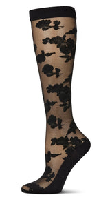 Memoi Floral Fantasy Sheer Knee High