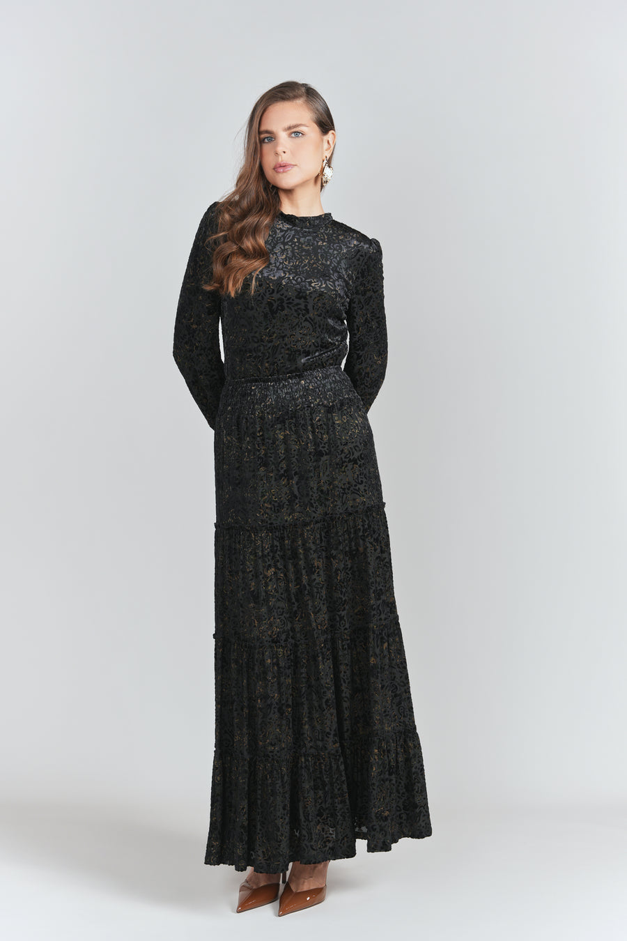 Adina Olivia Black Shimmer Midi Dress