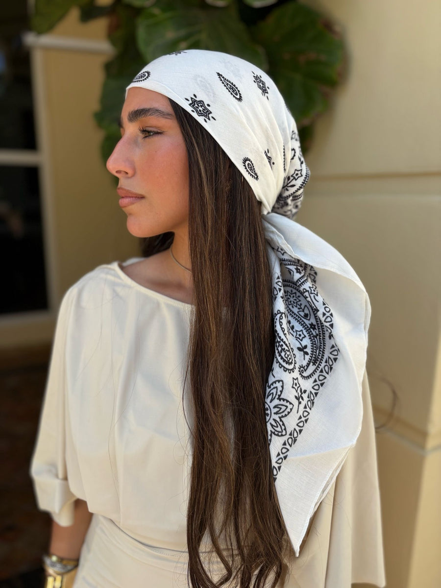The Scarf Bar White/black Head Scarf