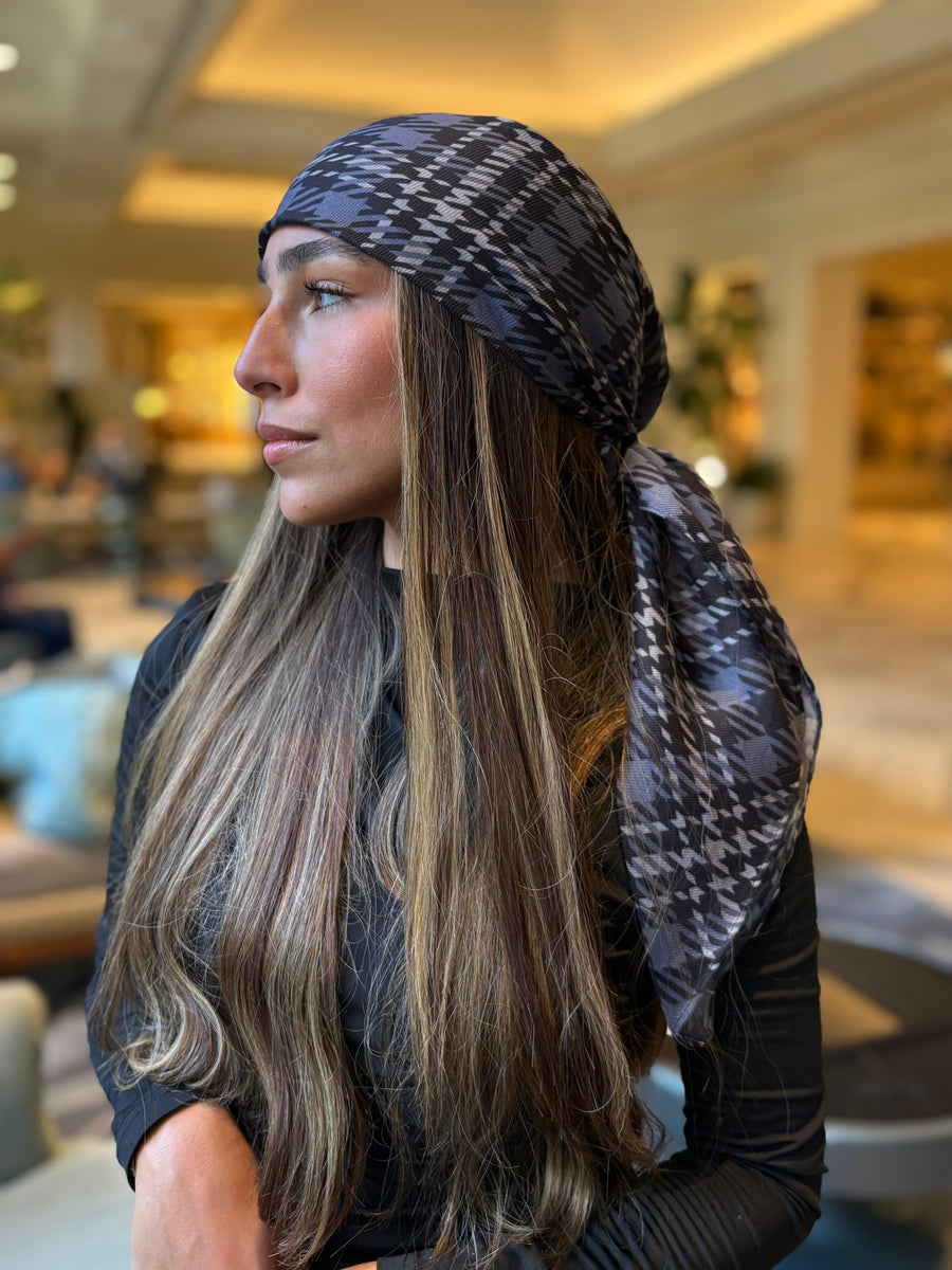 The Scarf Bar Modern Houndstooth Headscarf