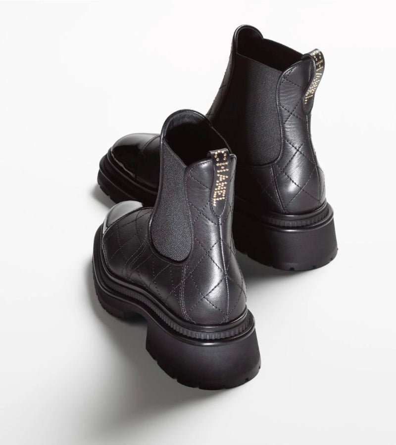FHTH CC Patent Toe Quilted Back Logo Bootie