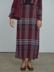 Point Aline Plaid Panel Skirt (coordinating cardigan)