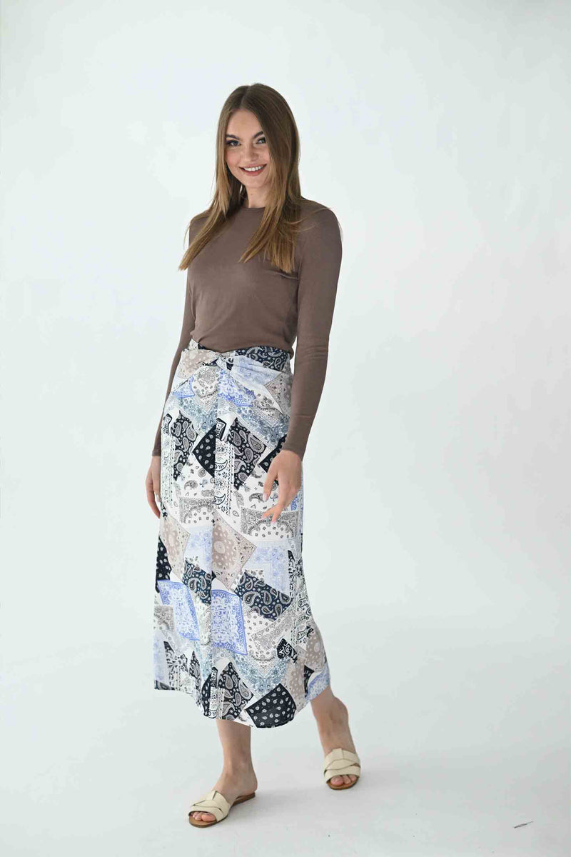 Concept Bandana Print Twist Waist Skirt