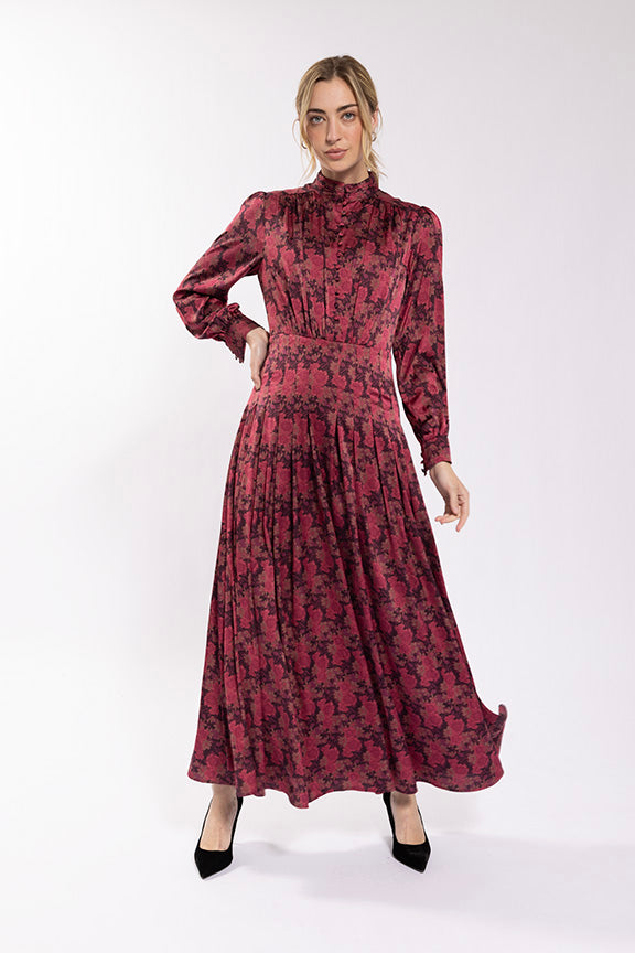 Maple Cliff Silky Floral Button Front Dress