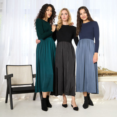 Japparel Sophia Knit Sweater and Satin Skirt Dress