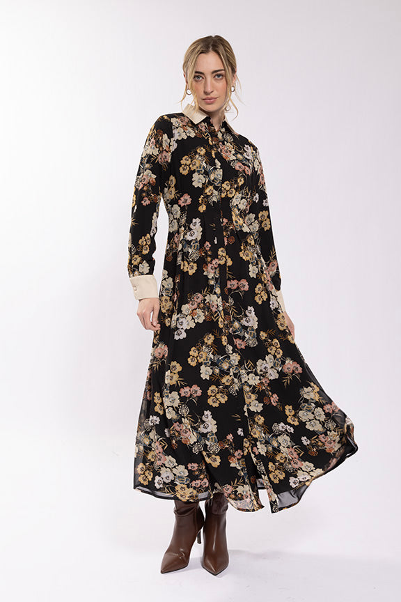 Soie Floral Chiffon Shirtdress