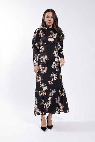 Soie Large Floral Empire Waist Dress