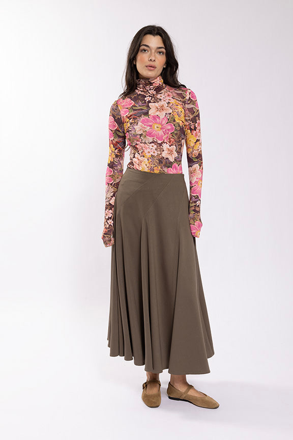 Latitude Fushia Floral Printed Turtleneck