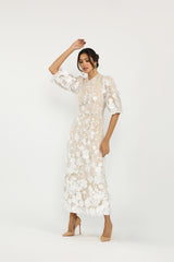 Ellie Makir Embroidered Midi Dress