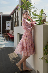 Adina Sophie Pastel Floral Chiffon Dress