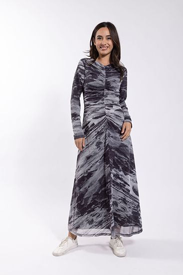 Static Printed Mesh Ruched Dress