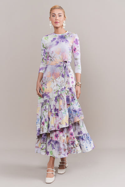 Apparalel Opal Wrap Around Skirt in Lilac Mix (coordinating top)