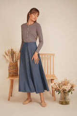 NYC Factory Maxi Denim Skirt with Buttons