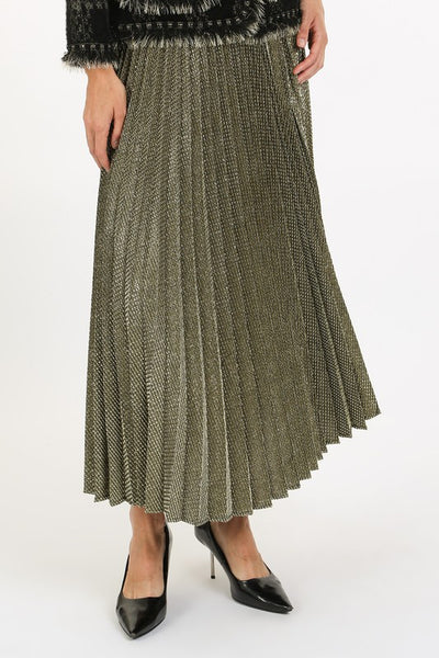 Beulah Gold Pleated Maxi Skirt