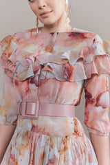 Apparalel Skyla Midi Dress in Watercolor Rose