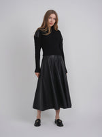 Versatile Paneled Leather Midi Skirt