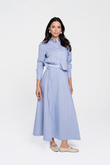 Luum Charlotte Blue Pinstripe Waisted Drawstring Maxi Skirt( coordinating with top)