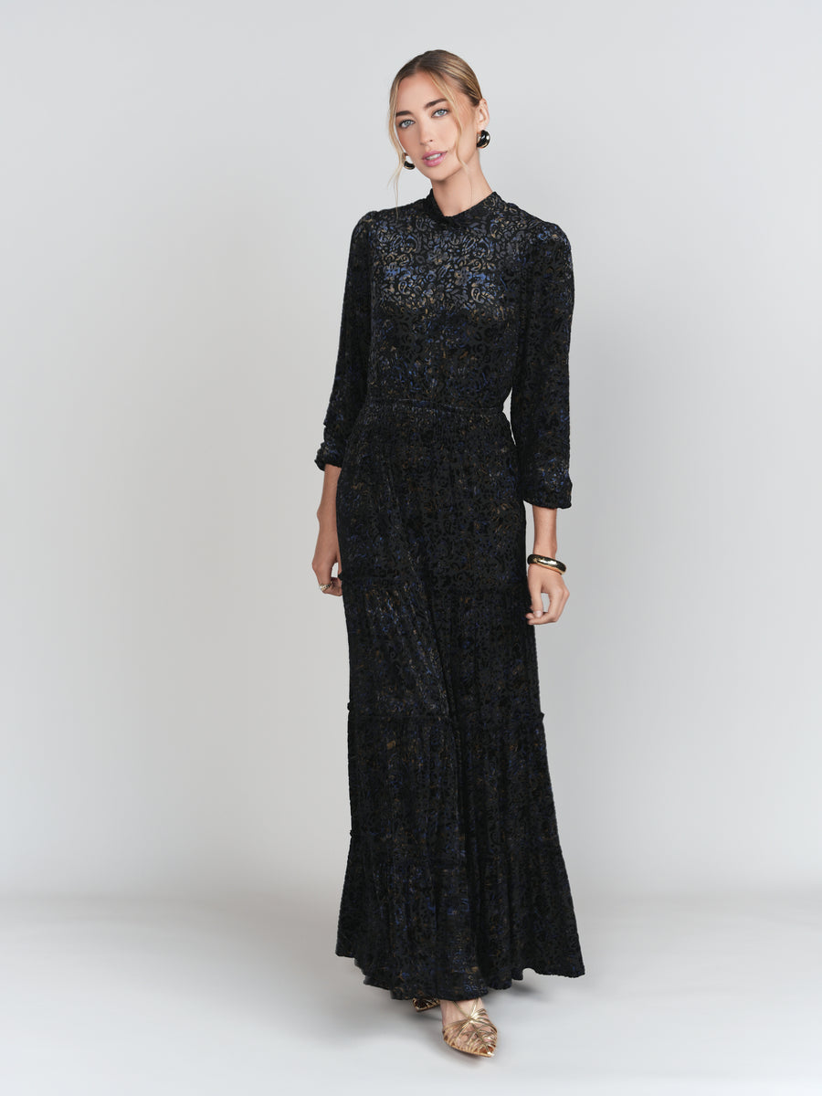 Adina Olivia Black Shimmer Midi Dress