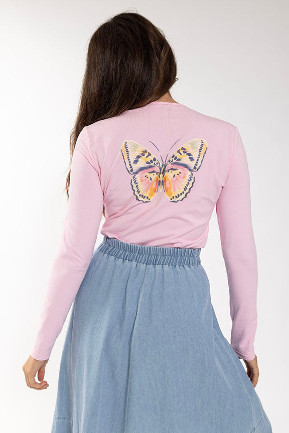 Latitude Pink Butterfly Graphic Back Top