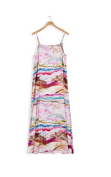 Point Printed Satin Slip Maxi Dress