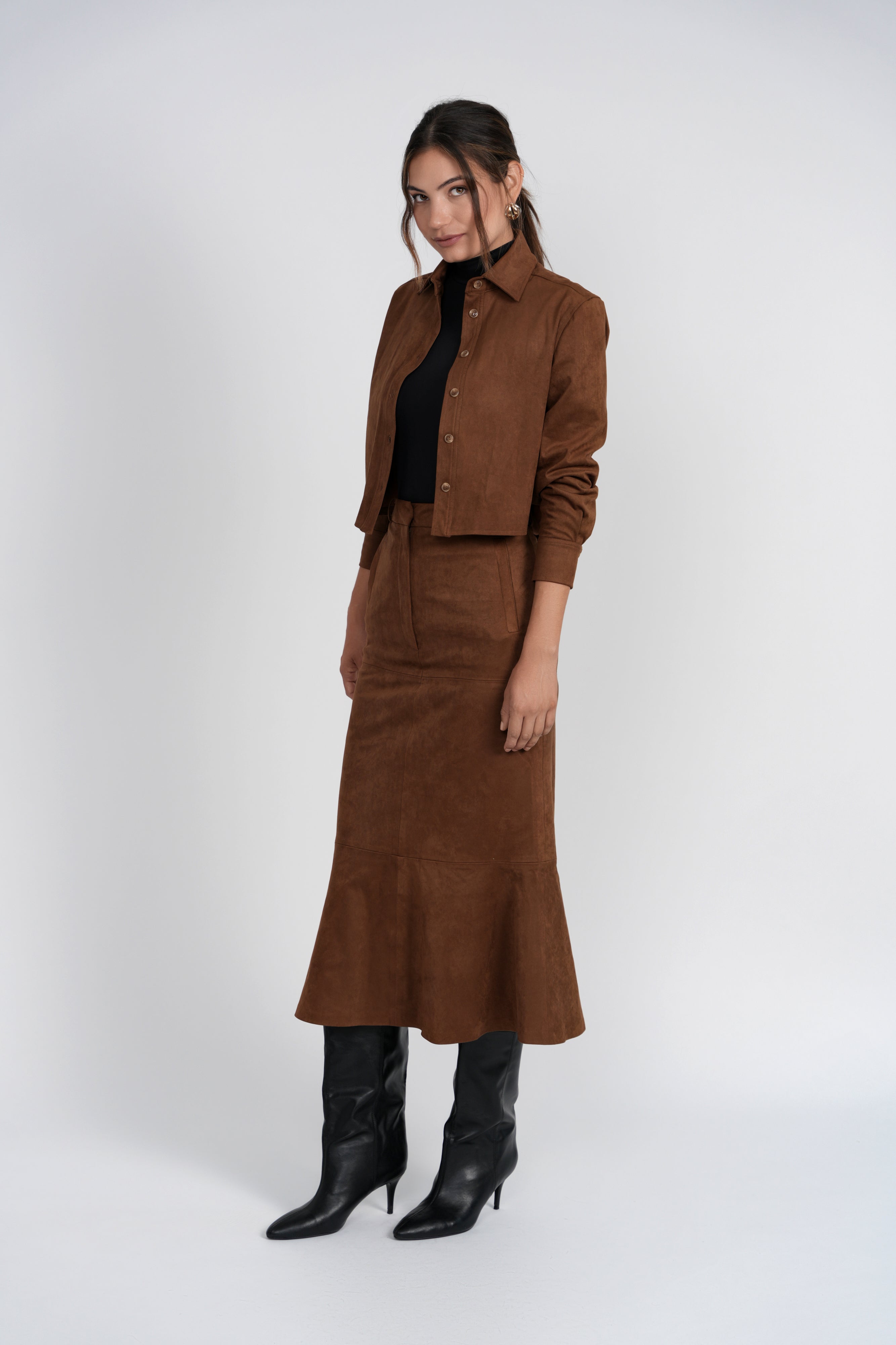 Luum Roxy Brown Suede Top (coordinating skirt)