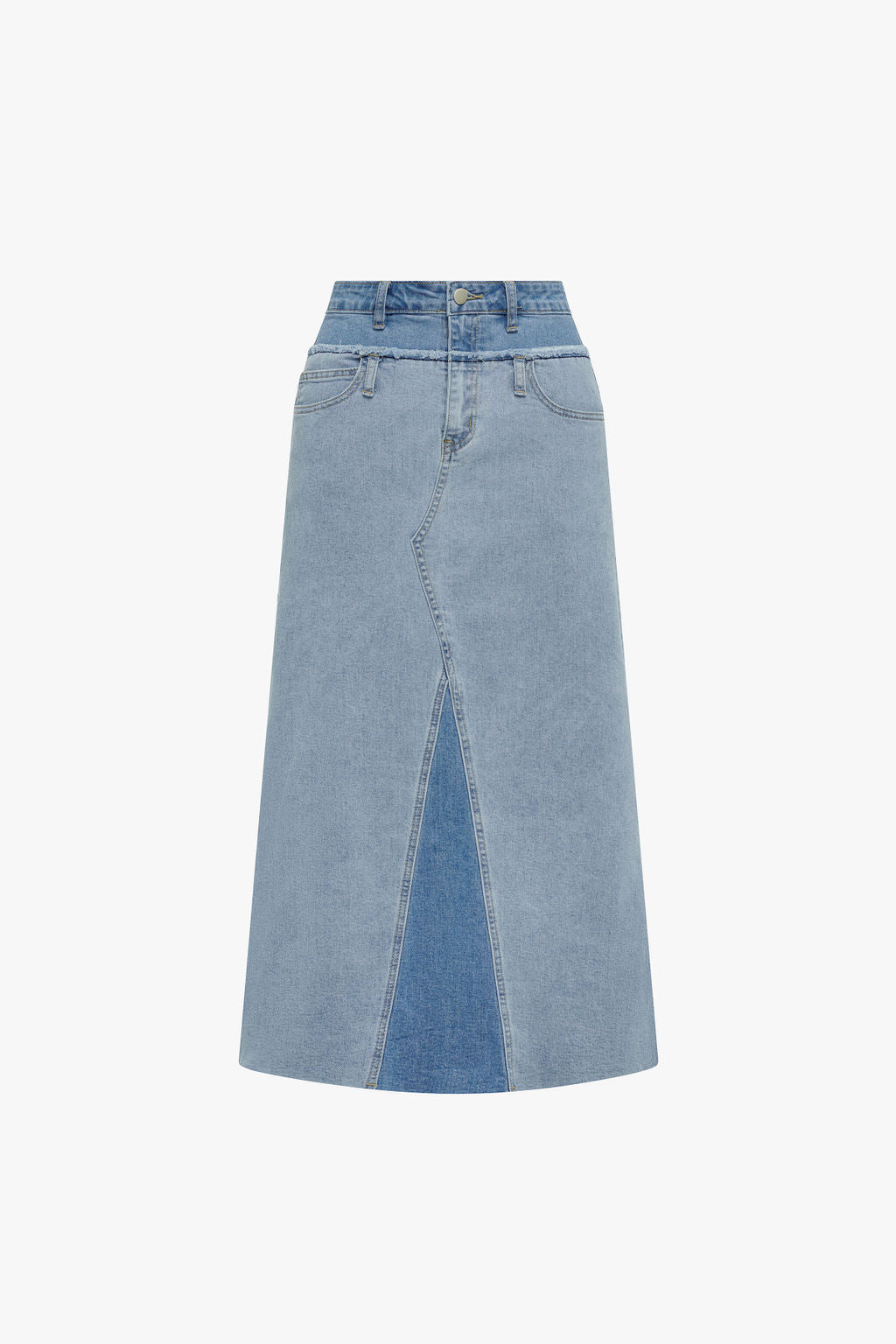 Adina Fray Two Tone Denim Skirt