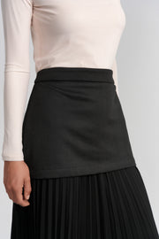 Luum Rose Black Maxi Knit Skirt With Chiffon Pleats