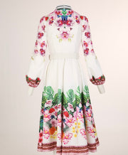 Beulah Rhinestone Crystal Button Floral Dress