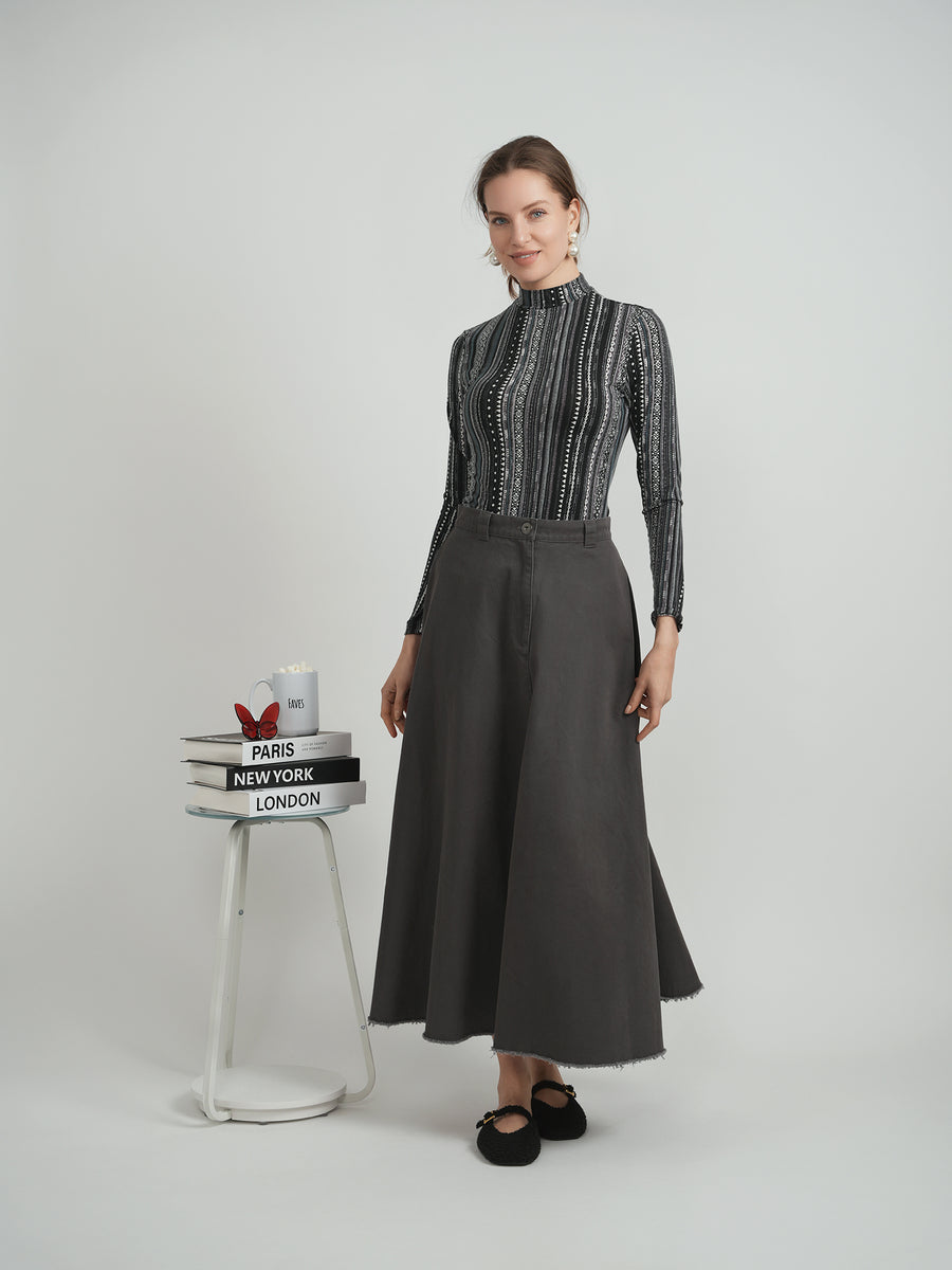 Riff Printed Mock Neck Turtleneck