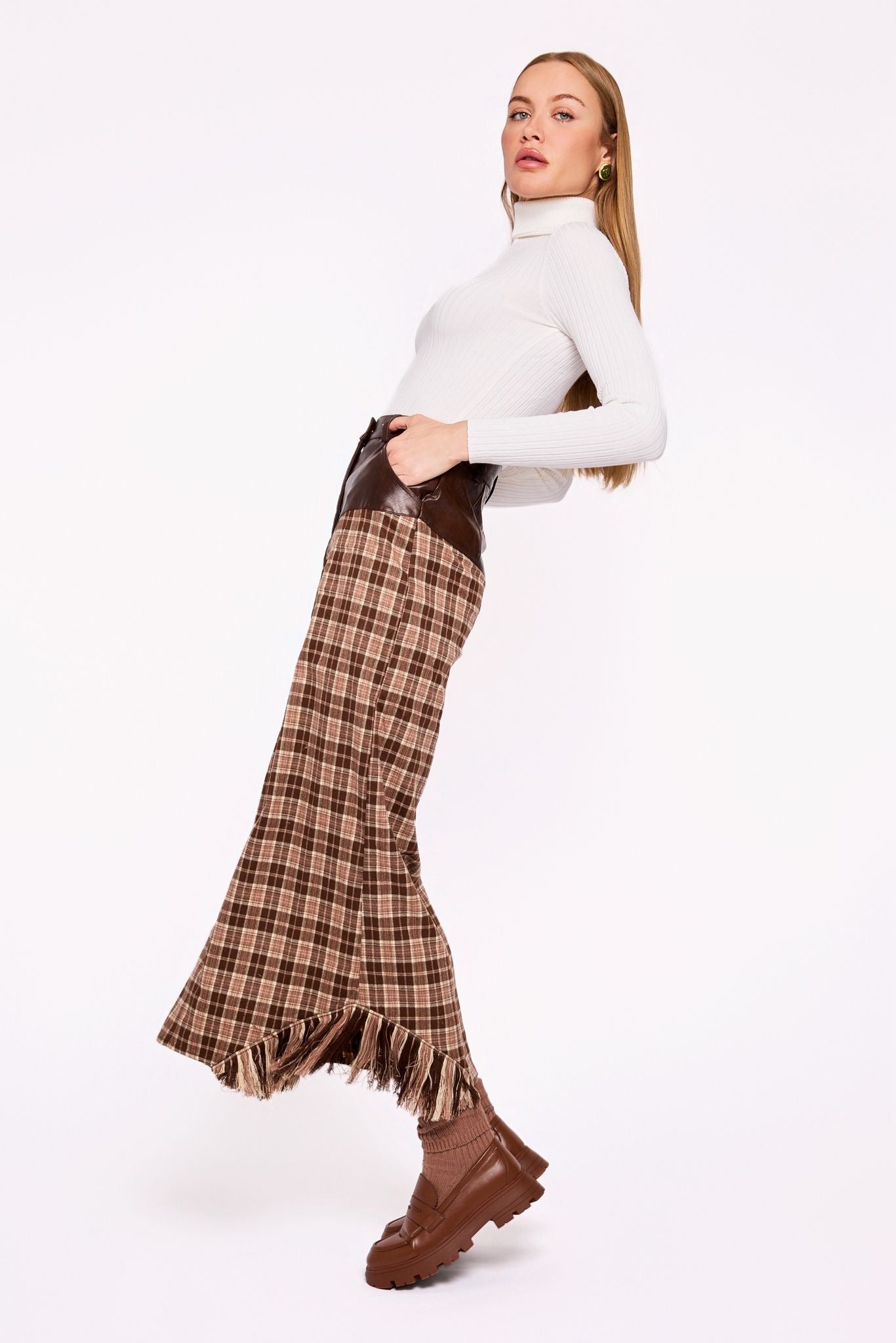 Nina Reimagined Brown Plaid Skirt