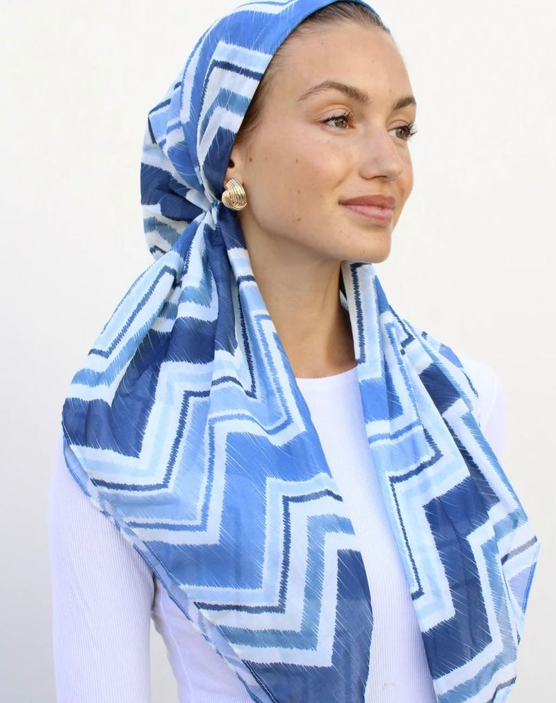 The Scarf Bar Denim Chevron Pre Tied with Velvet Grip