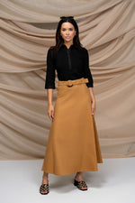 Luum Cara Belted Aline Twill Maxi Skirt