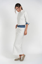 Luum Sari Grey Sweatershirt with Denim Cuffs (coordinating skirt)
