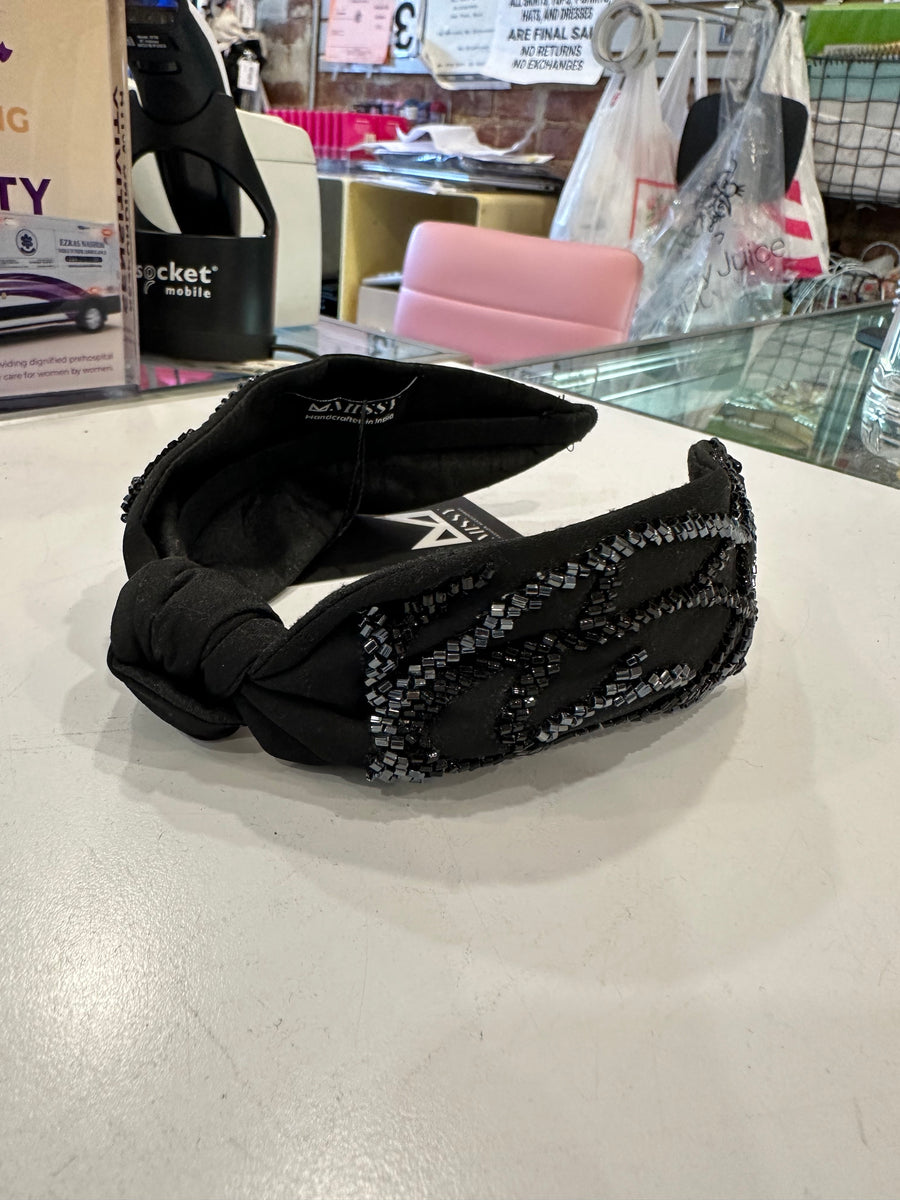 MiZ Black with Black and Gunmetal Beading Headband