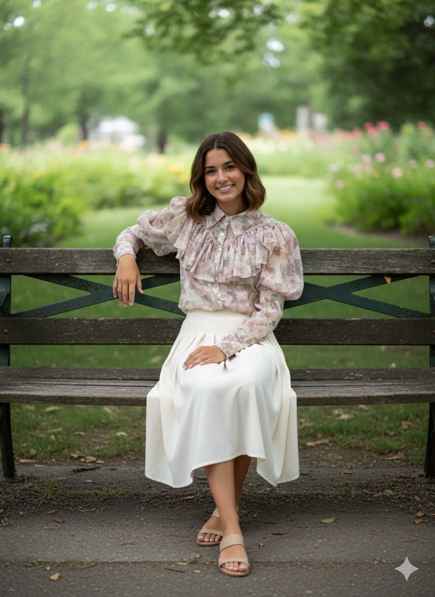 Beulah Soft Floral Flowy Blouse