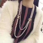 FHTH CC 60” Pearl Necklace with Diamond Stud Logos