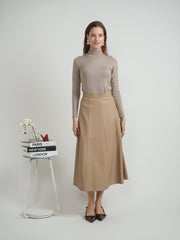 Versatile Paneled Leather Midi Skirt