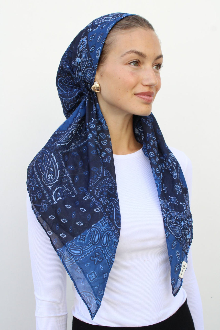 The Scarf Bar Blue Paisley Patchwork Head Scarf