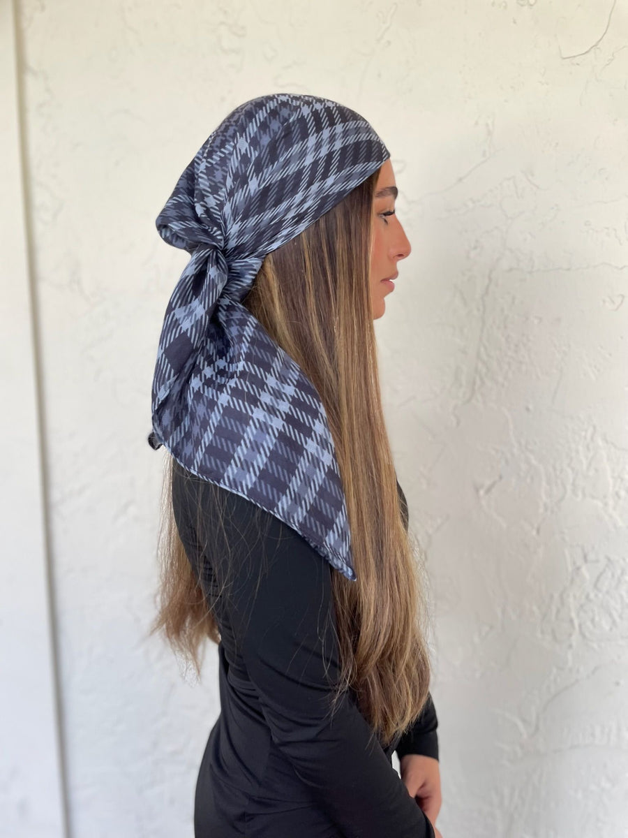 The Scarf Bar Slate Houndstooth Headscarf