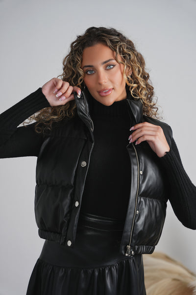 Front Row Lydia Black Puffer Vest