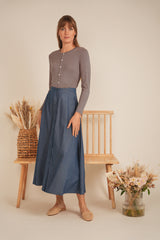 NYC Factory Maxi Denim Skirt with Buttons