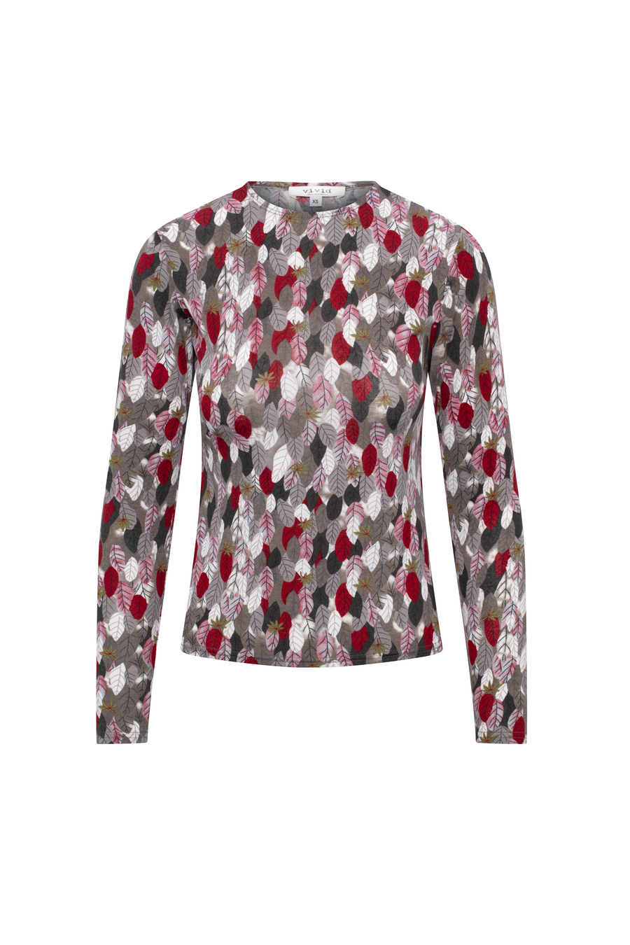 Vivid Grey Red Printed Top