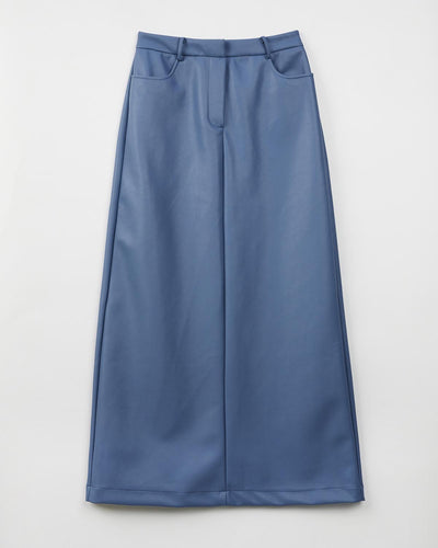 Mima Rosso Sky Blue Vegan Leather Maxi Skirt