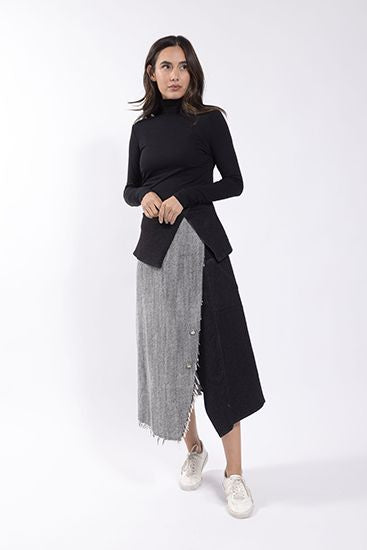 Static Combo Fabric Denim Skirt